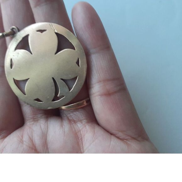 Vintage  Brown Four Leaf Clover Necklace Pendant Goodluck Charm - Picture 5 of 7